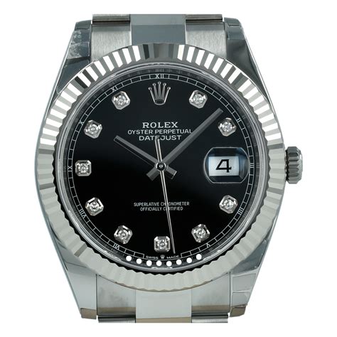 rolex datejust black dial diamonds|Rolex Datejust diamond bezel 41mm.